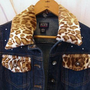 NWOT Children's Place leopard Jean Jacket 10 12